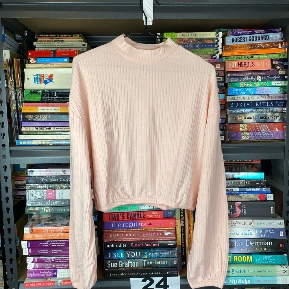 Women's Sportsgirl Size M Blush Pink Casual Long Sleeve Pullover Bubble Blouse - Picture 1 of 6